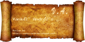 Vankó András névjegykártya